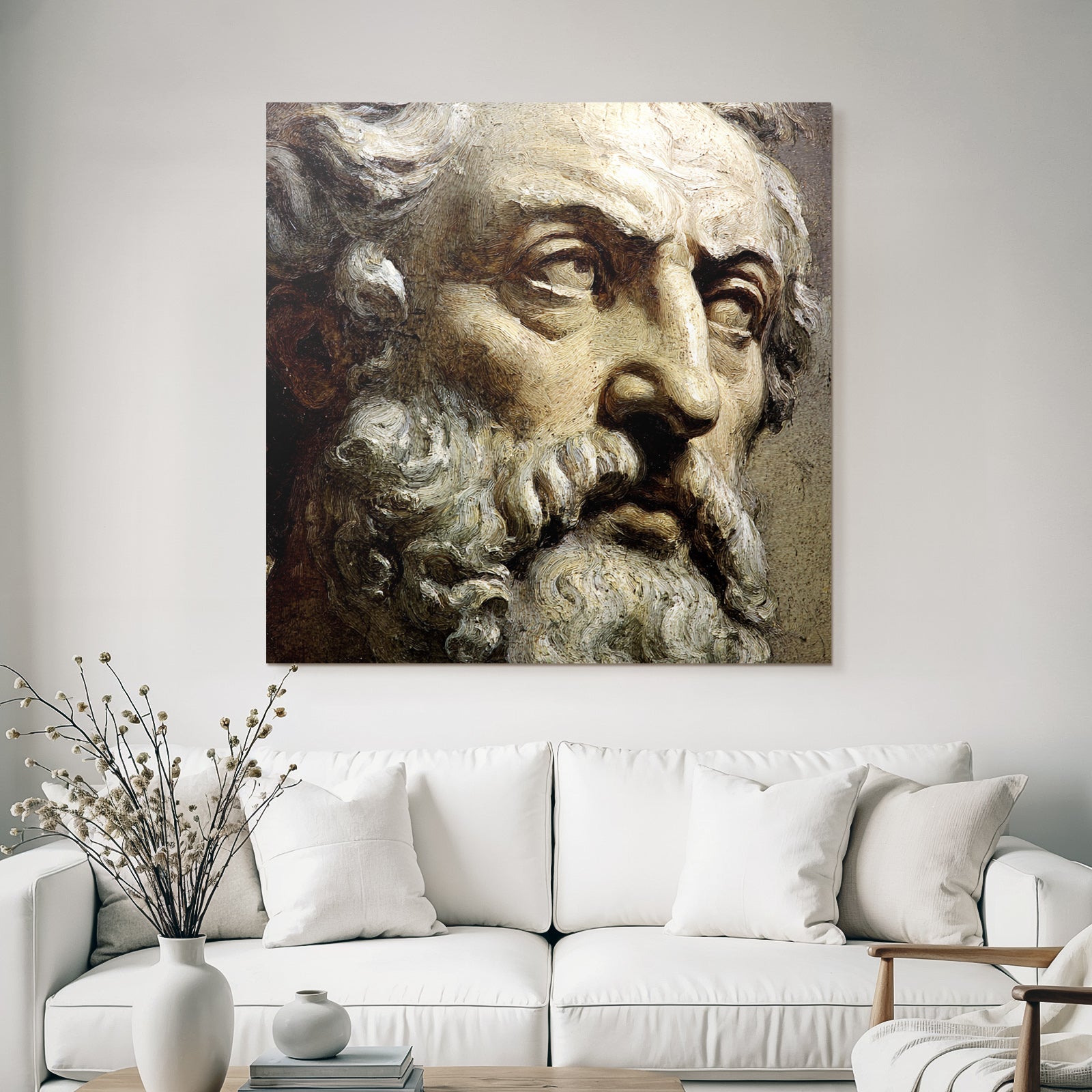 Man with beard and hair artwork