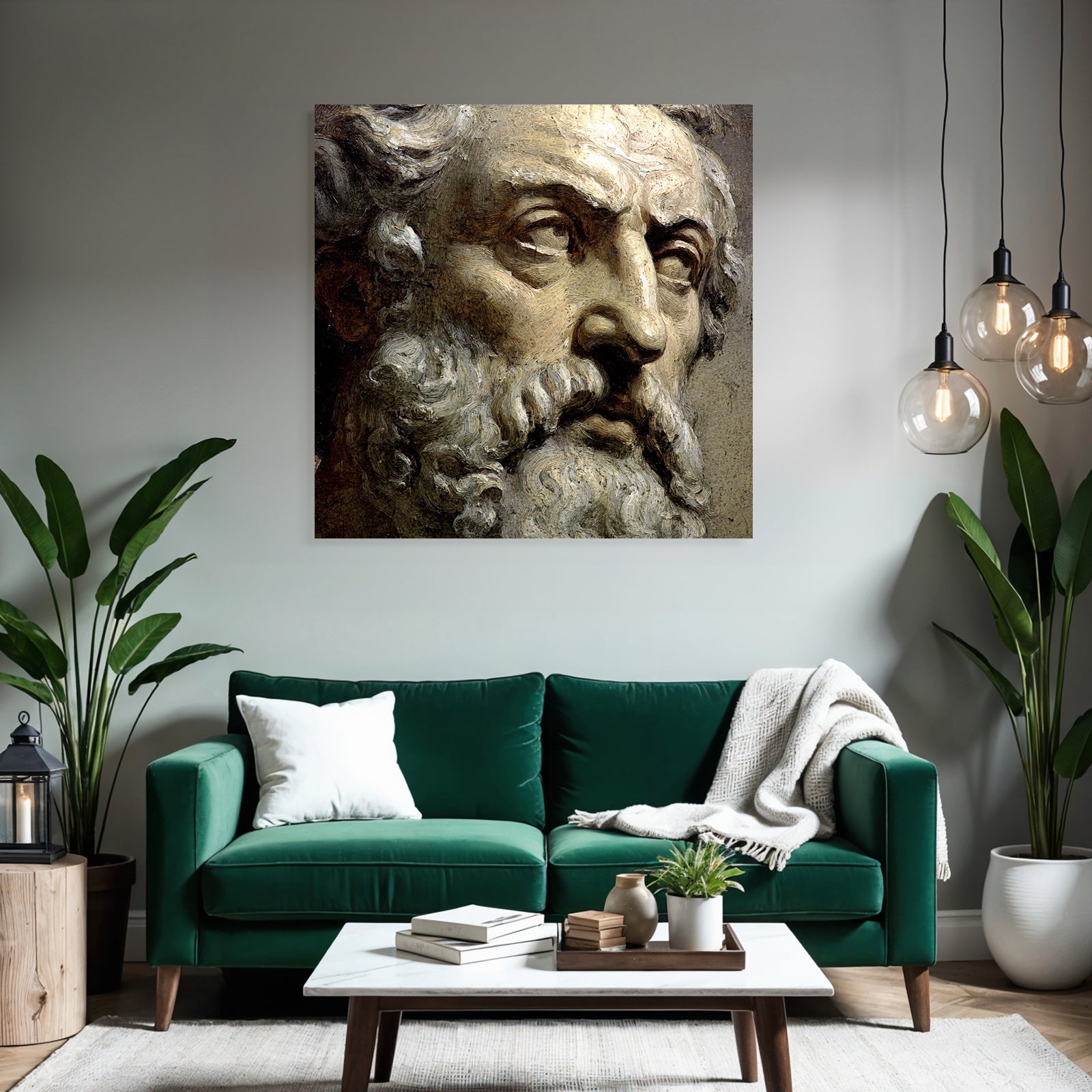 Man with beard and hair artwork