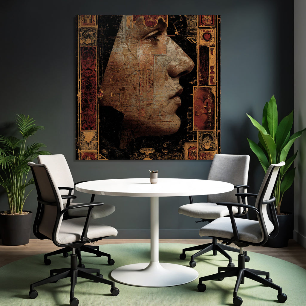 Menschliches Gesicht Profil Kunstvolle Komposition Vintage Aesthetik