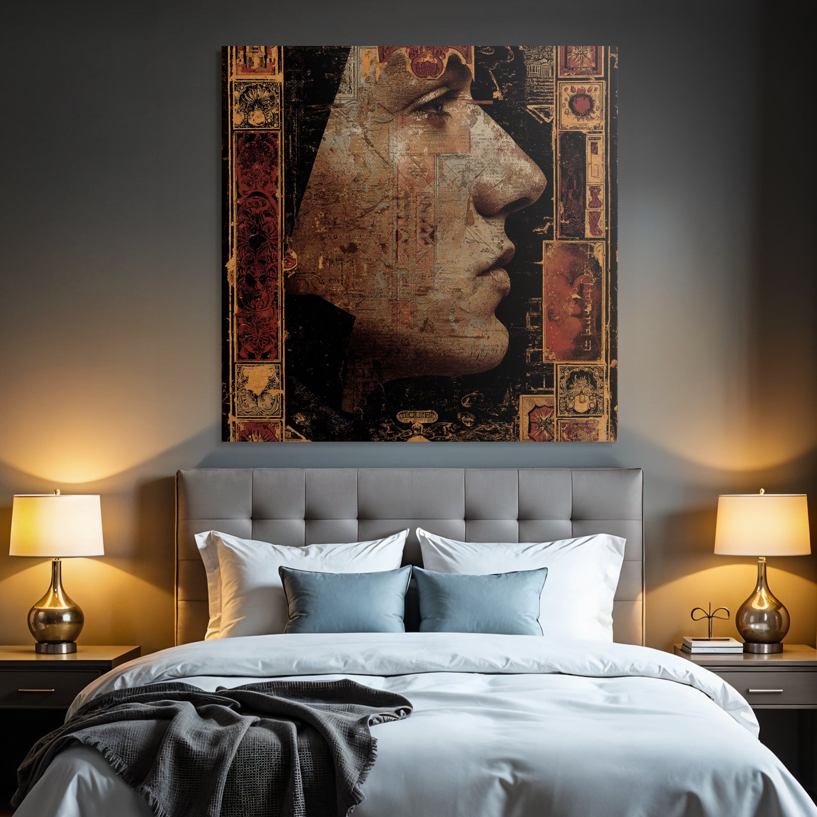 Human Face Profile Artistic Composition Vintage Aesthetics