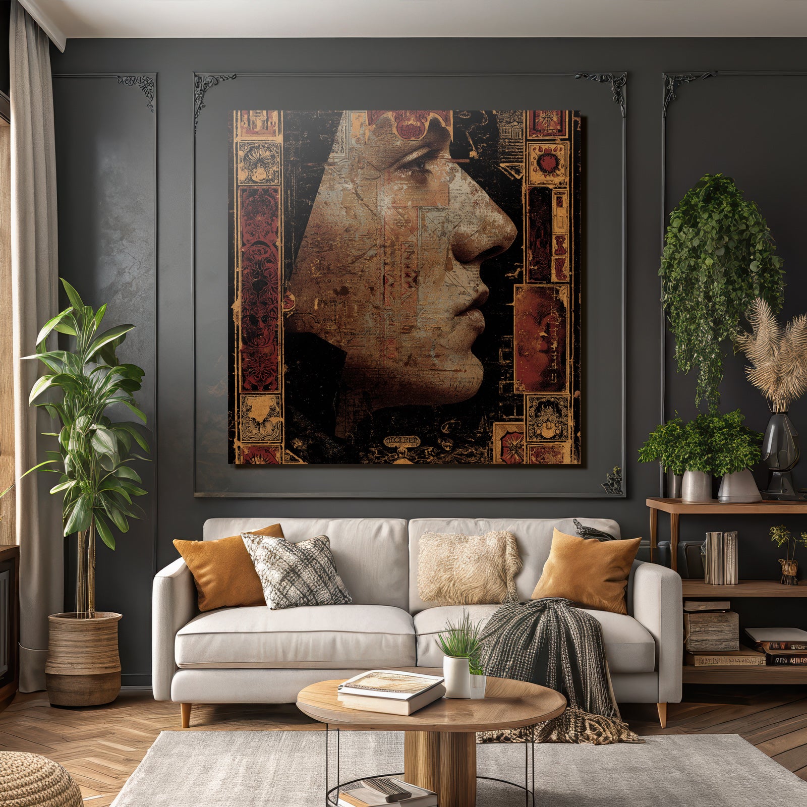 Human Face Profile Artistic Composition Vintage Aesthetics