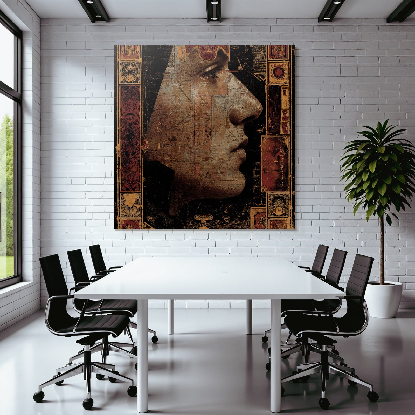 Human Face Profile Artistic Composition Vintage Aesthetics