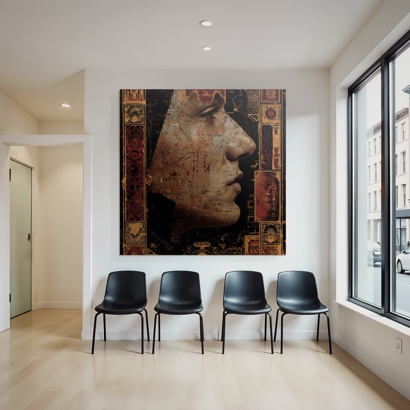 Human Face Profile Artistic Composition Vintage Aesthetics