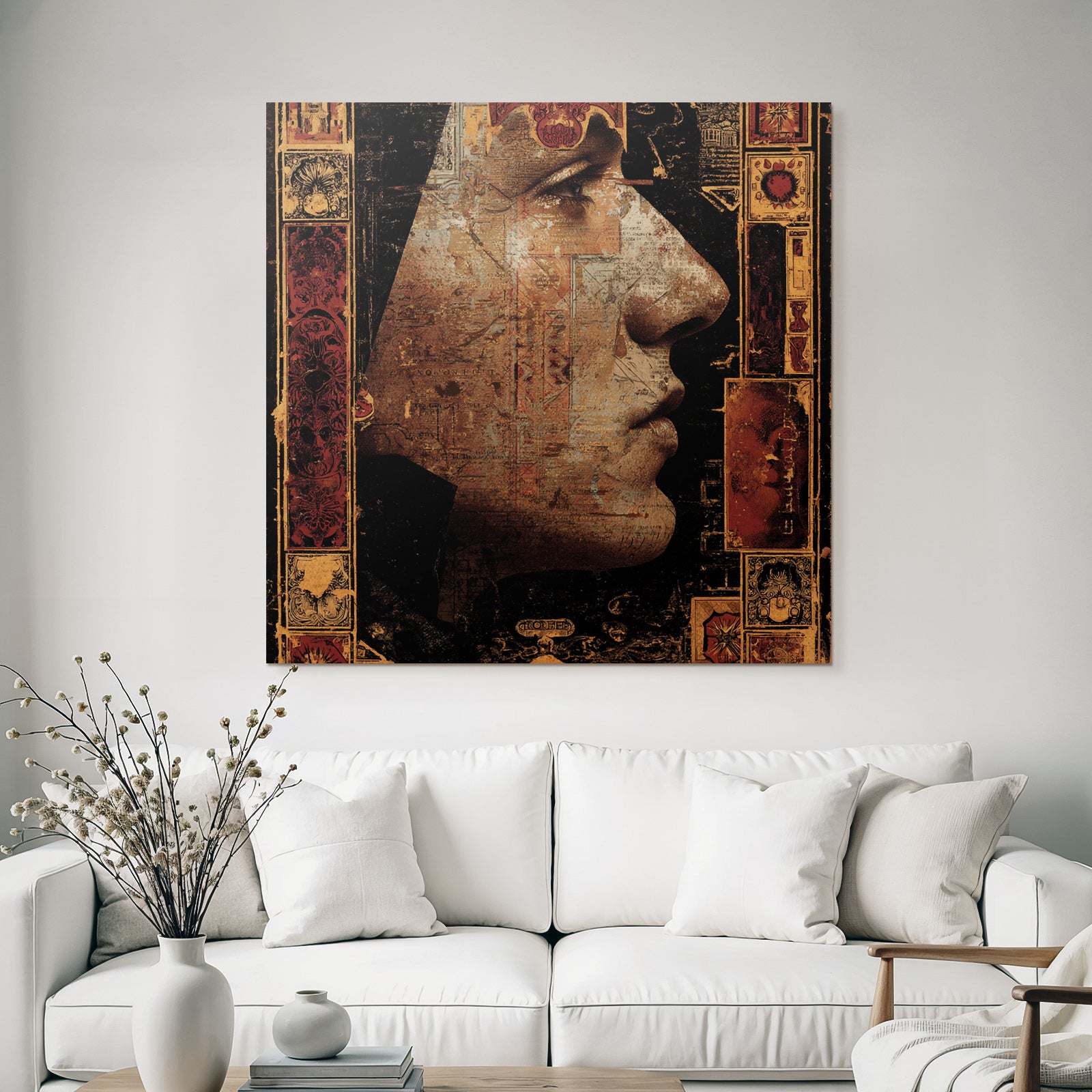 Human Face Profile Artistic Composition Vintage Aesthetics