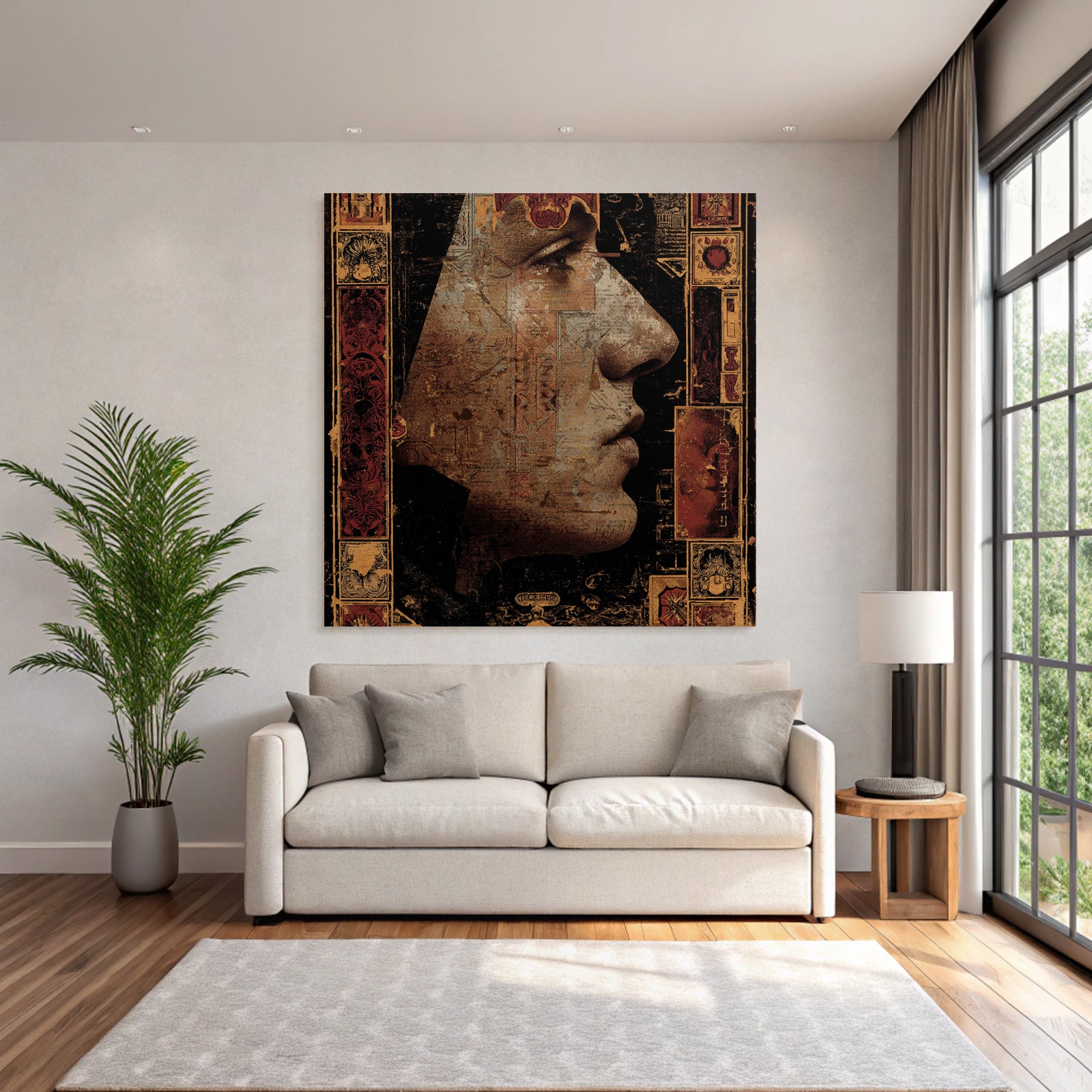 Human Face Profile Artistic Composition Vintage Aesthetics