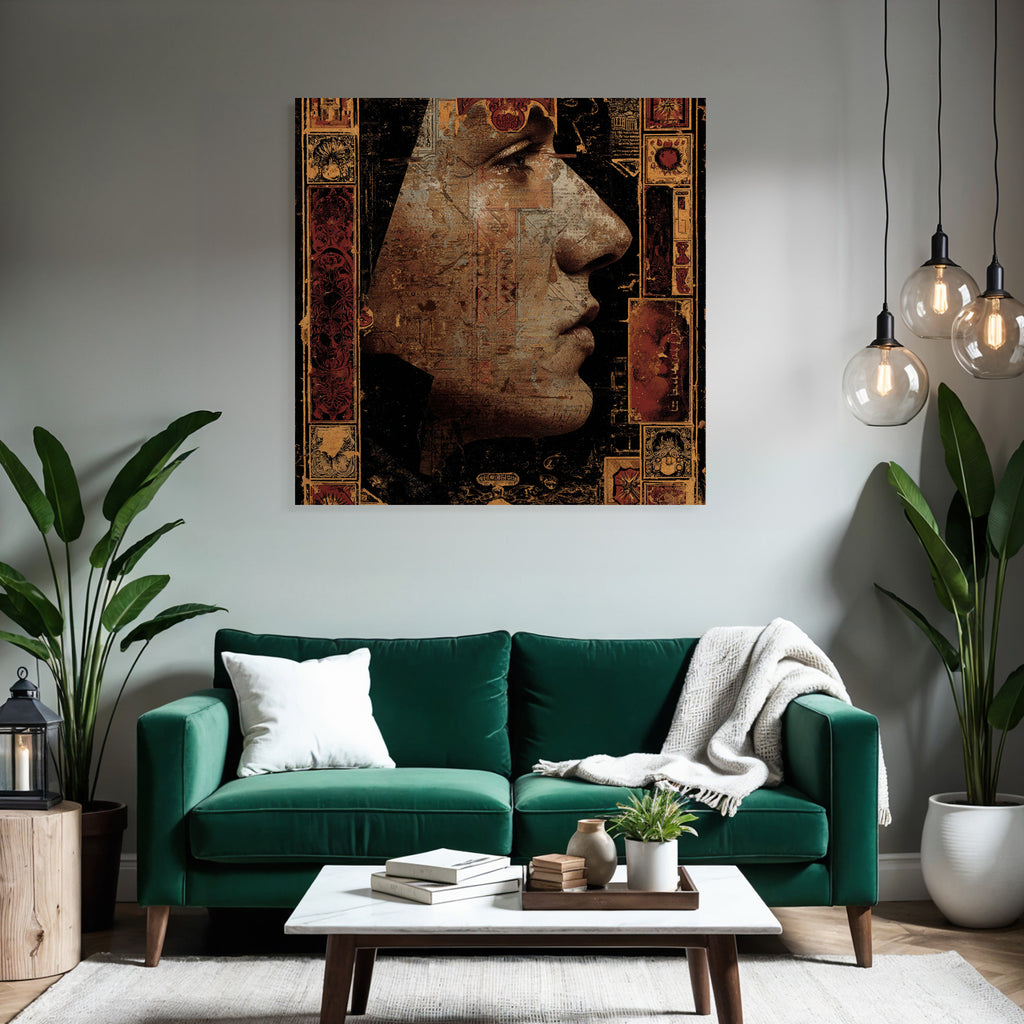 Menschliches Gesicht Profil Kunstvolle Komposition Vintage Aesthetik