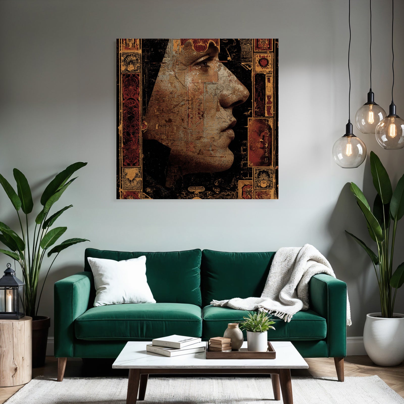 Human Face Profile Artistic Composition Vintage Aesthetics