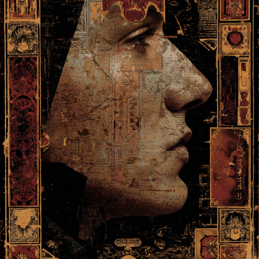 Menschliches Gesicht Profil Kunstvolle Komposition Vintage Aesthetik | Klassisch | Einrichtungsstile
