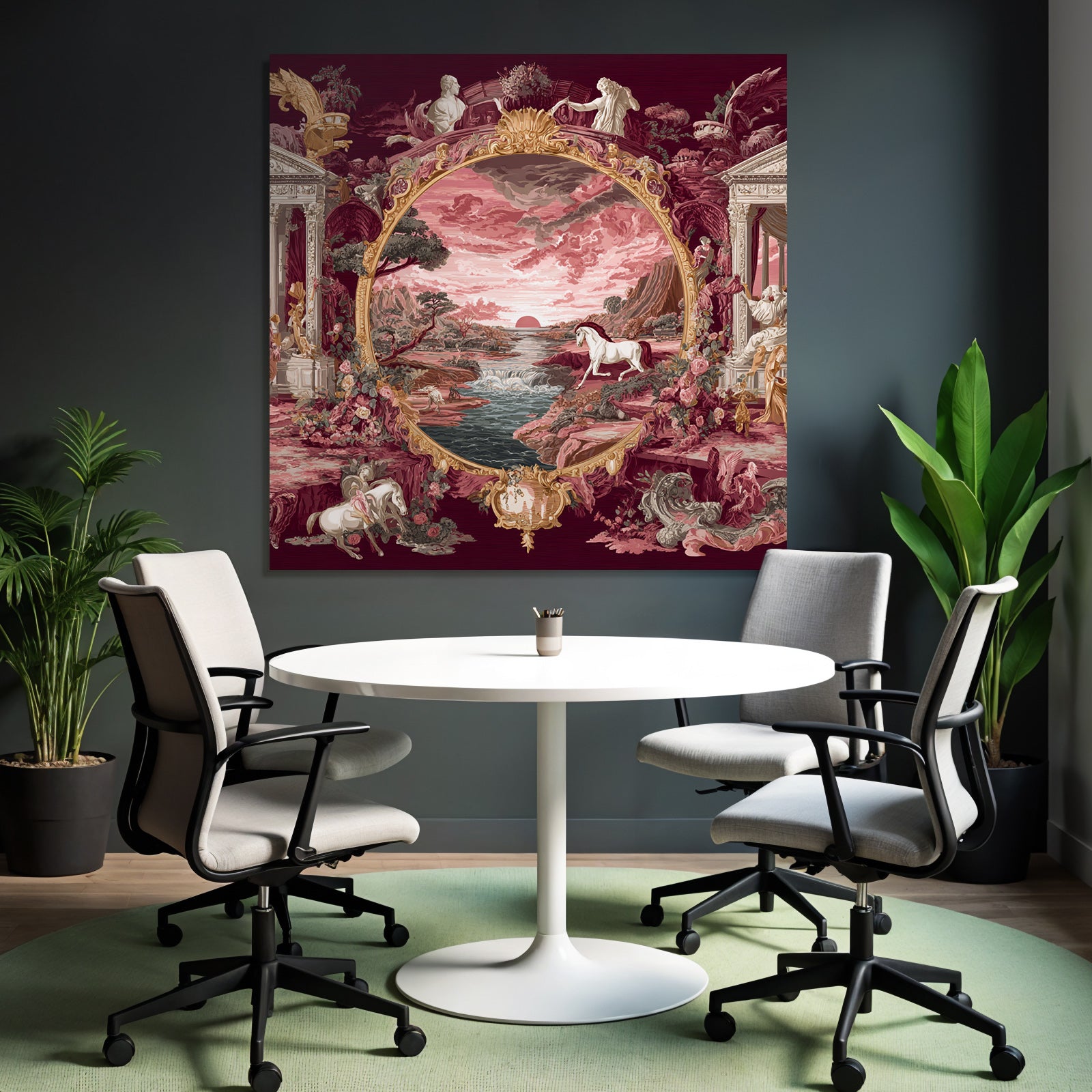 Ornamental Landscape Scenes With Themes Sunset On The River