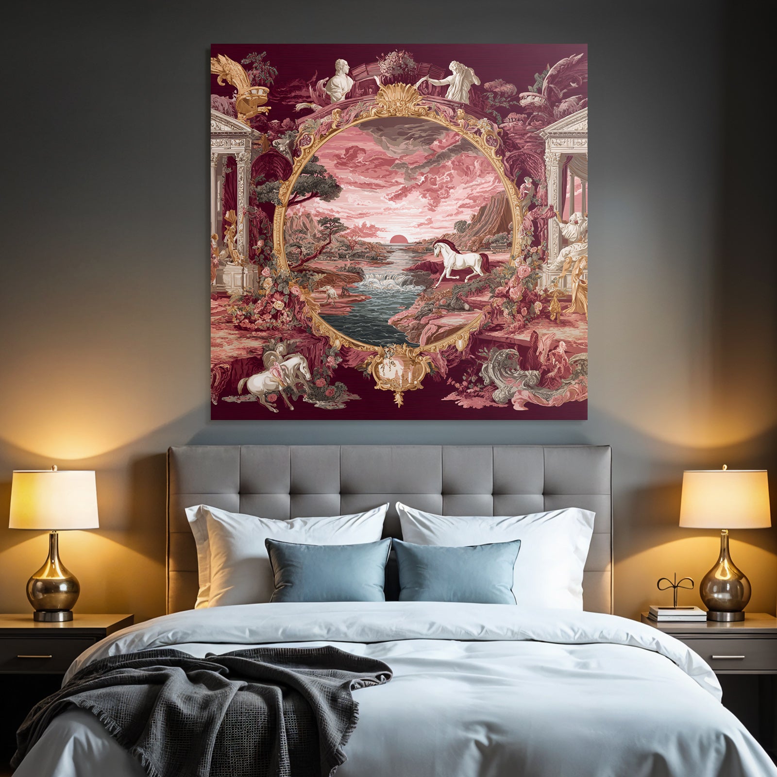 Ornamental Landscape Scenes With Themes Sunset On The River