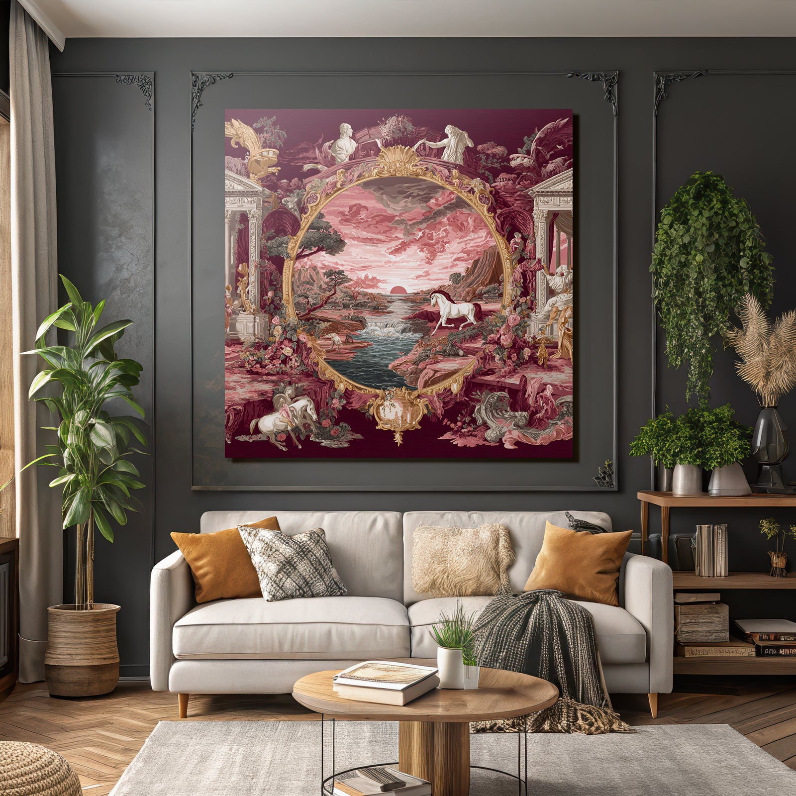 Ornamental Landscape Scenes With Themes Sunset On The River