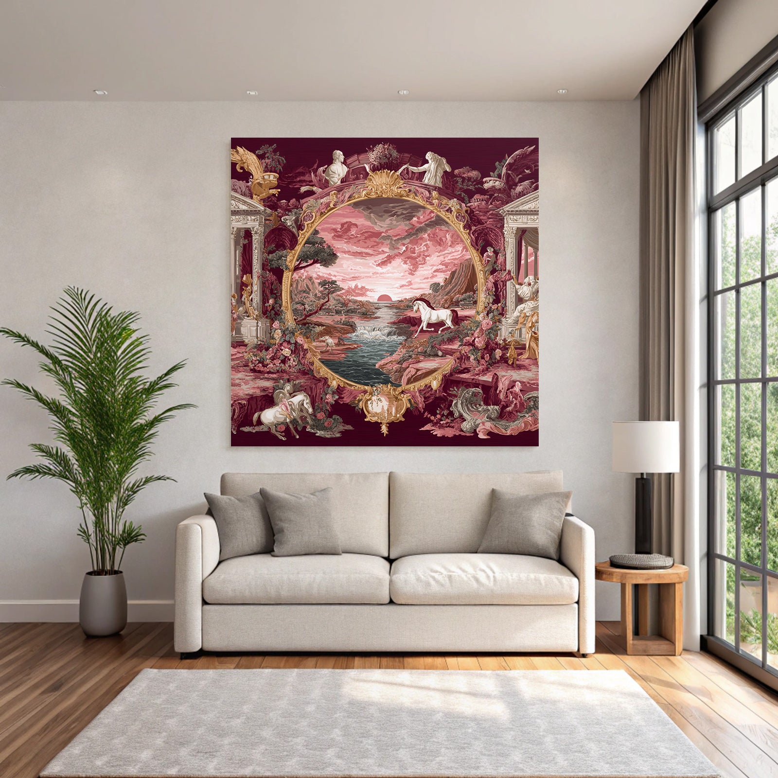 Ornamental Landscape Scenes With Themes Sunset On The River