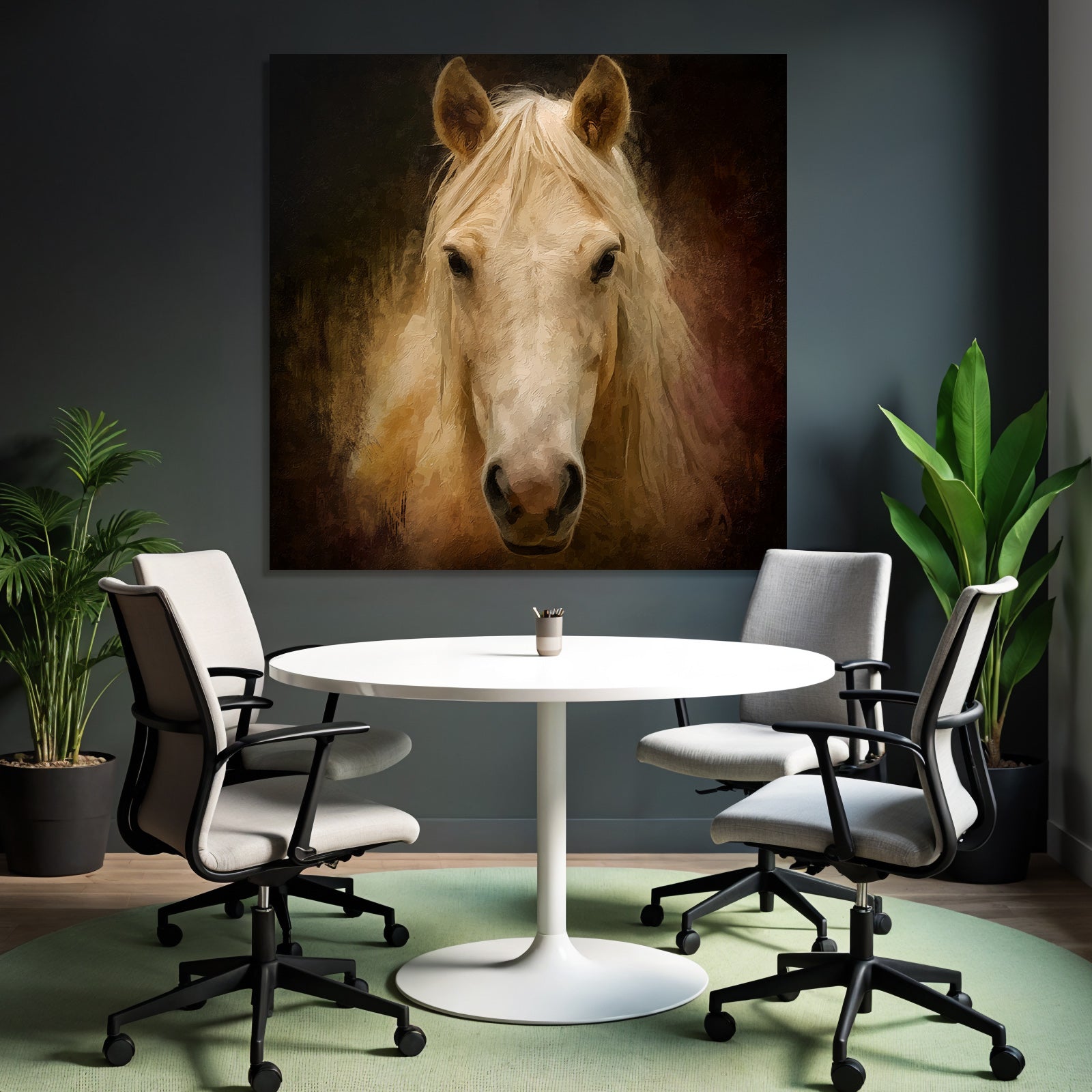 Horse Face Light Coat Color Long Mane Dark Background