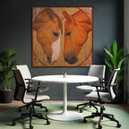 Horses Counterplay Stylized Background Gold And Yellow