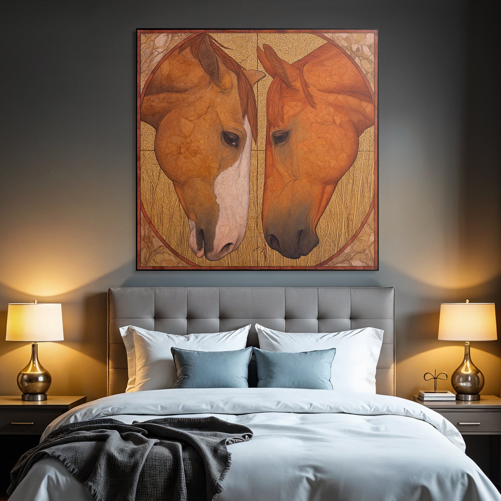 Horses Counterplay Stylized Background Gold And Yellow