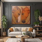 Horses Counterplay Stylized Background Gold And Yellow
