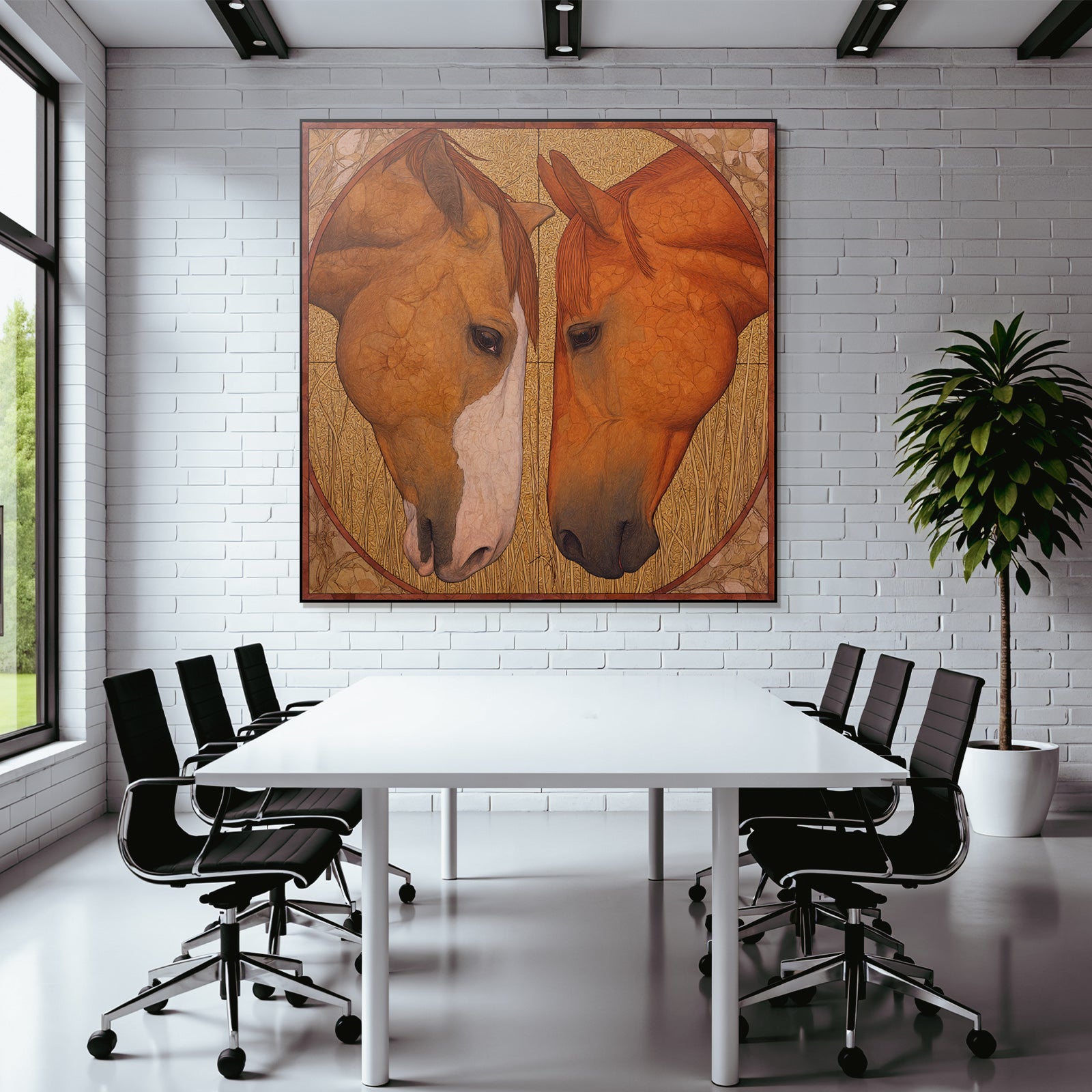Horses Counterplay Stylized Background Gold And Yellow