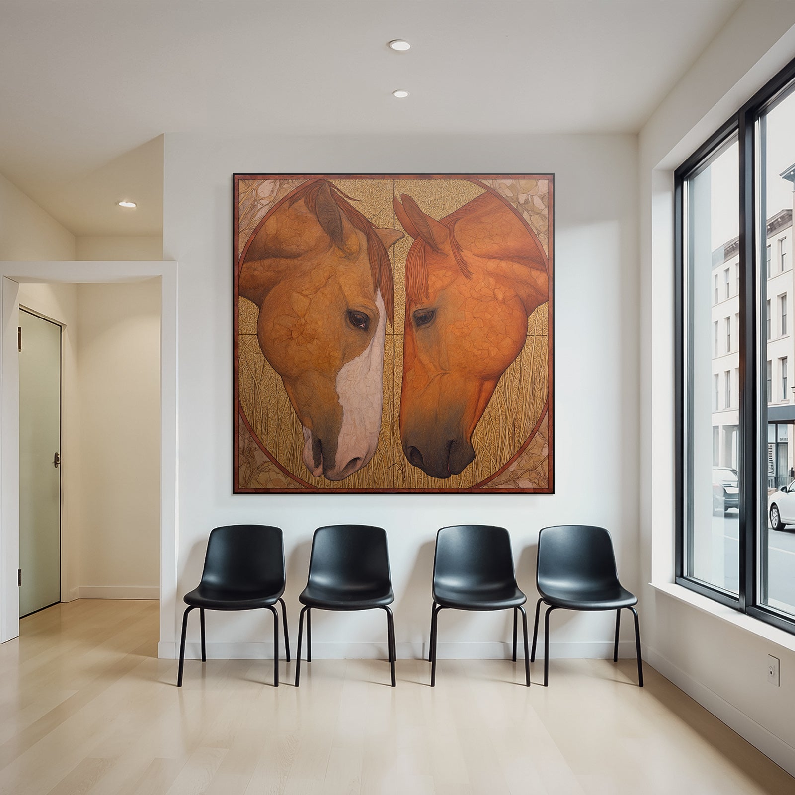 Horses Counterplay Stylized Background Gold And Yellow