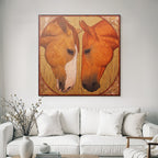 Horses Counterplay Stylized Background Gold And Yellow