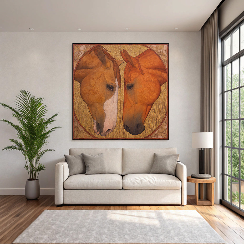 Horses Counterplay Stylized Background Gold And Yellow