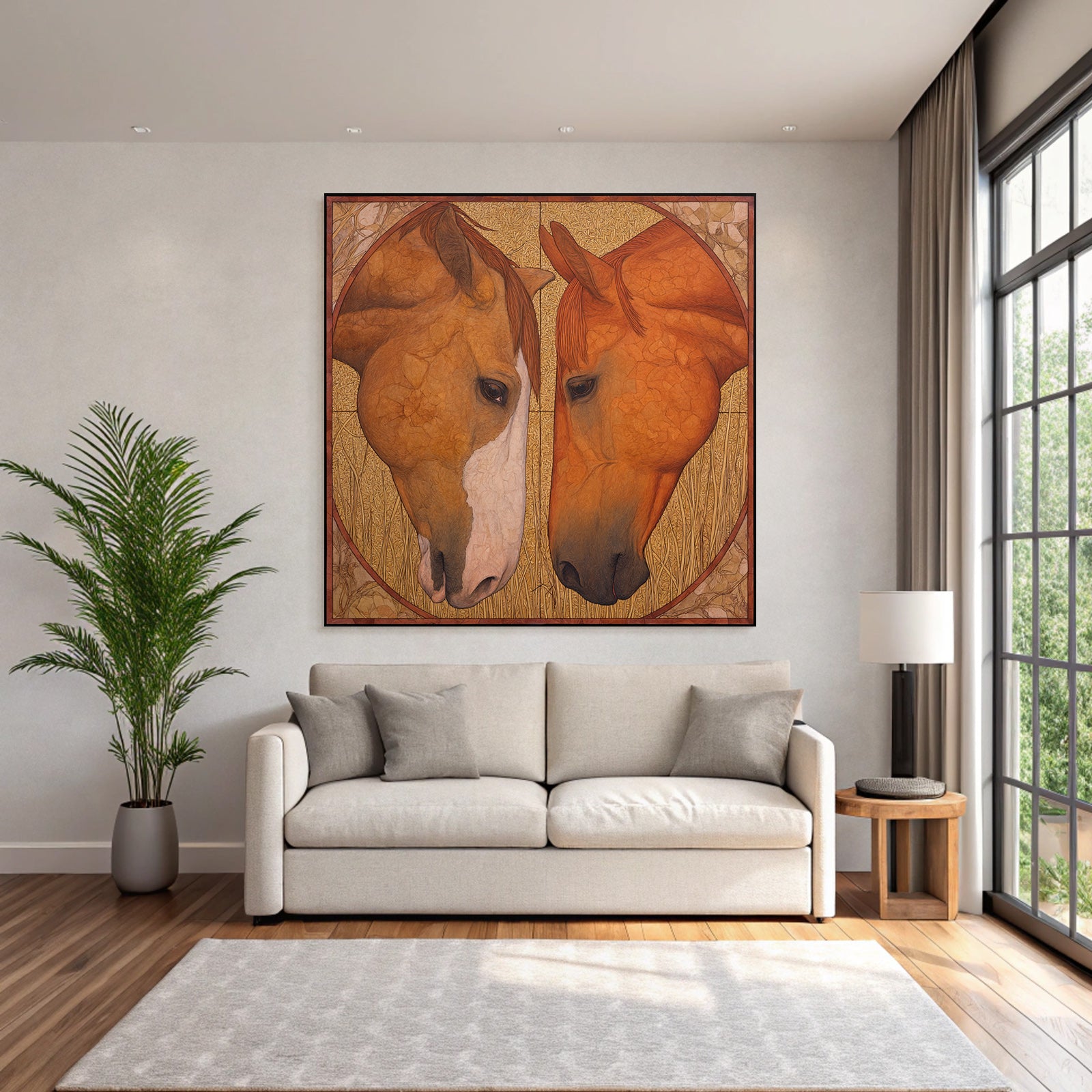 Horses Counterplay Stylized Background Gold And Yellow