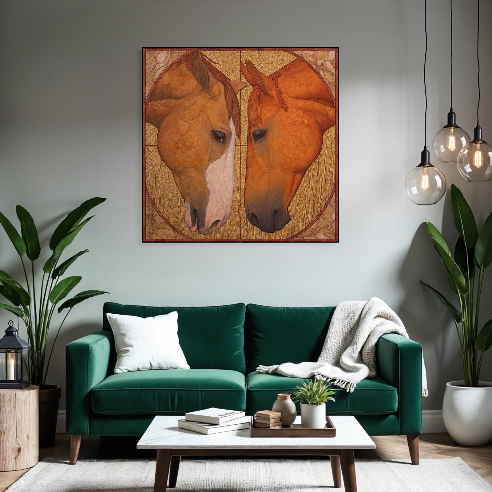 Horses Counterplay Stylized Background Gold And Yellow