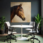 Horse Head Detail Painting Glossy Brown Background Textured