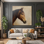 Horse Head Detail Painting Glossy Brown Background Textured