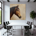 Horse Head Detail Painting Glossy Brown Background Textured