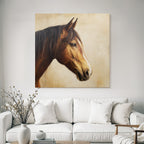 Horse Head Detail Painting Glossy Brown Background Textured