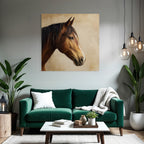 Horse Head Detail Painting Glossy Brown Background Textured