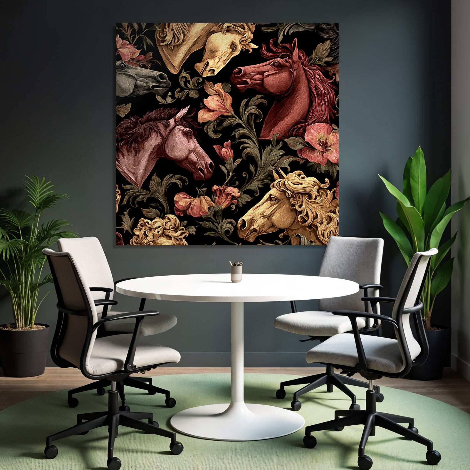 Horse Head Floral Pattern Decorative Design