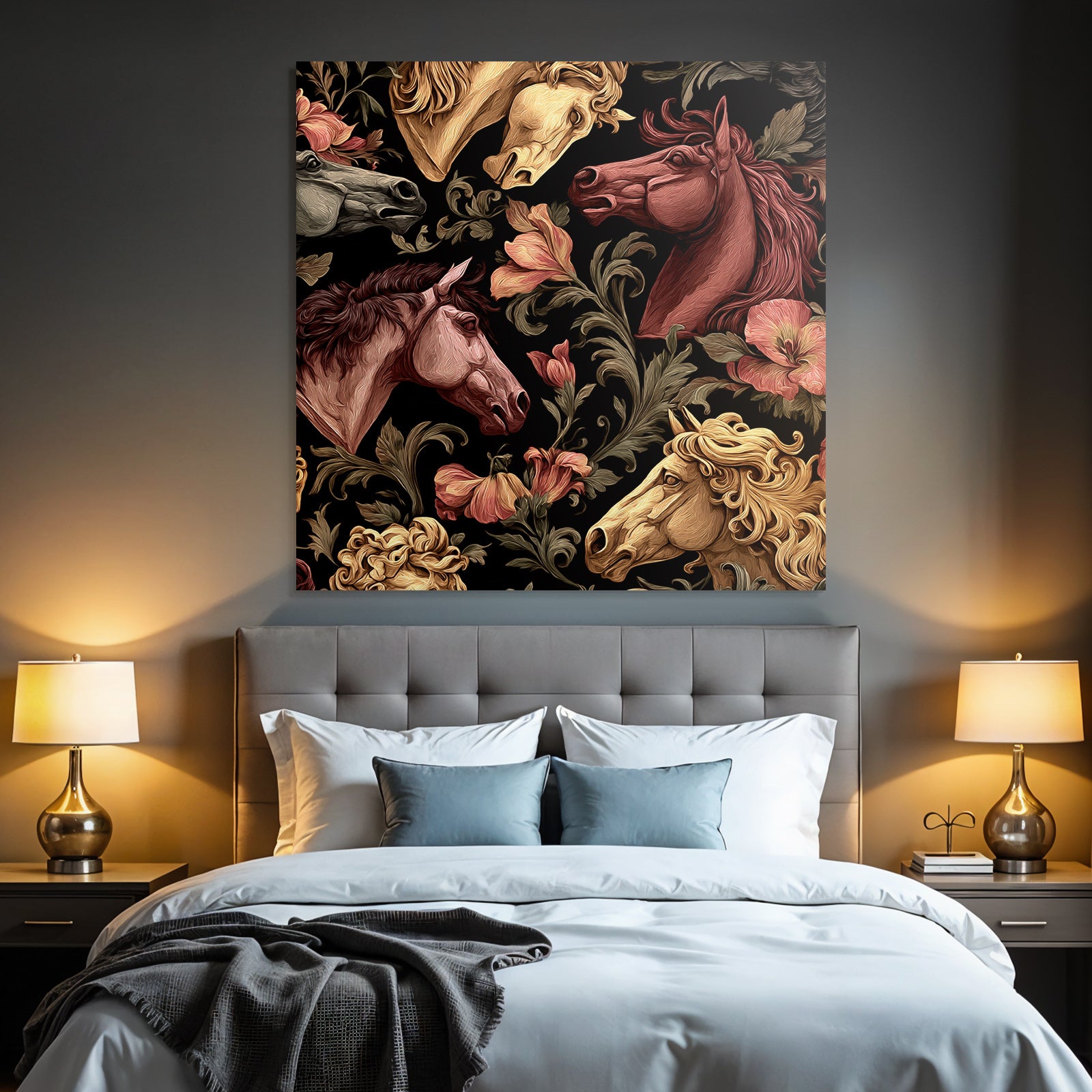 Horse Head Floral Pattern Decorative Design
