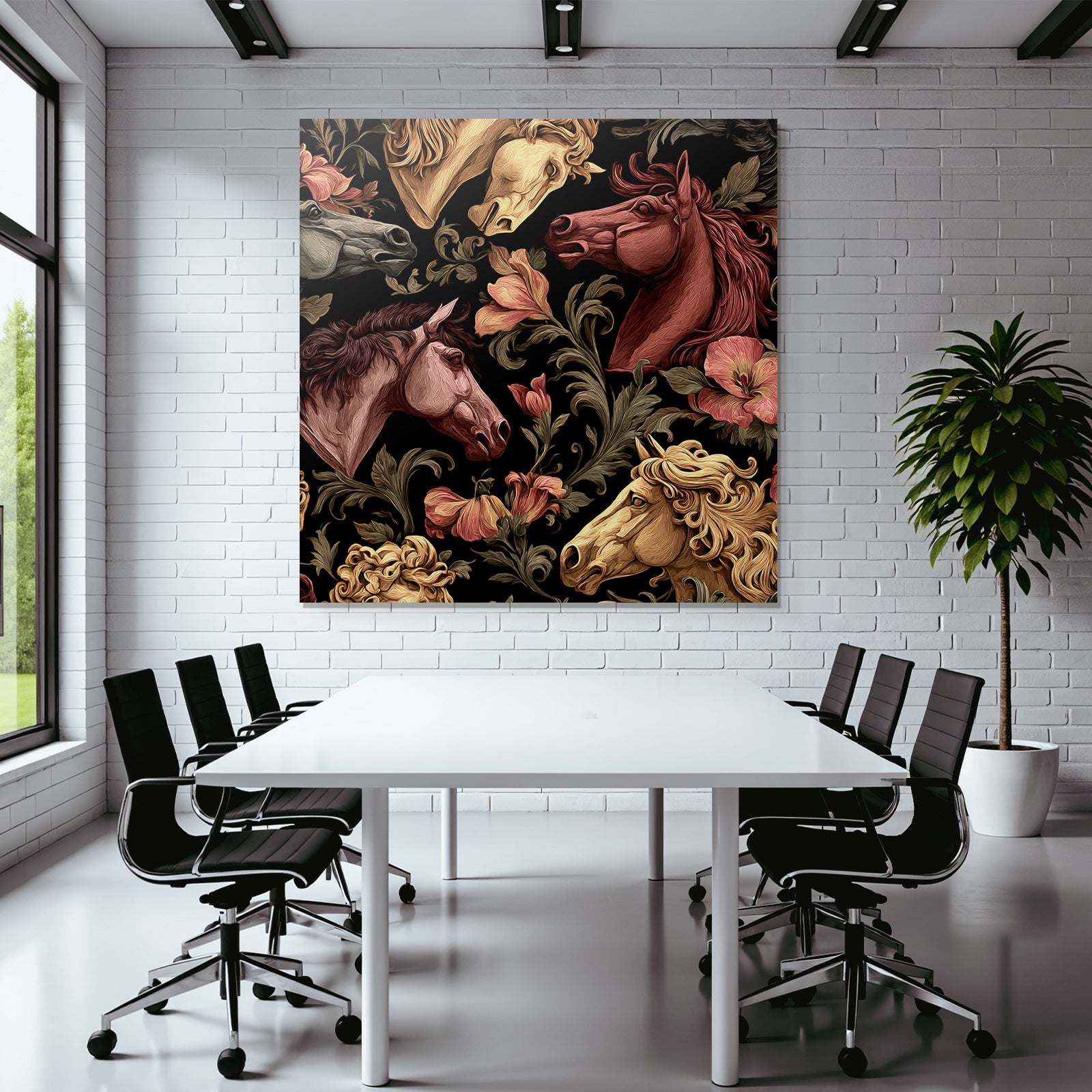 Horse Head Floral Pattern Decorative Design