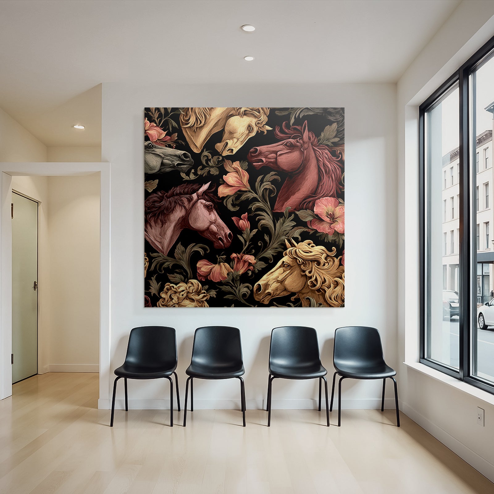 Horse Head Floral Pattern Decorative Design