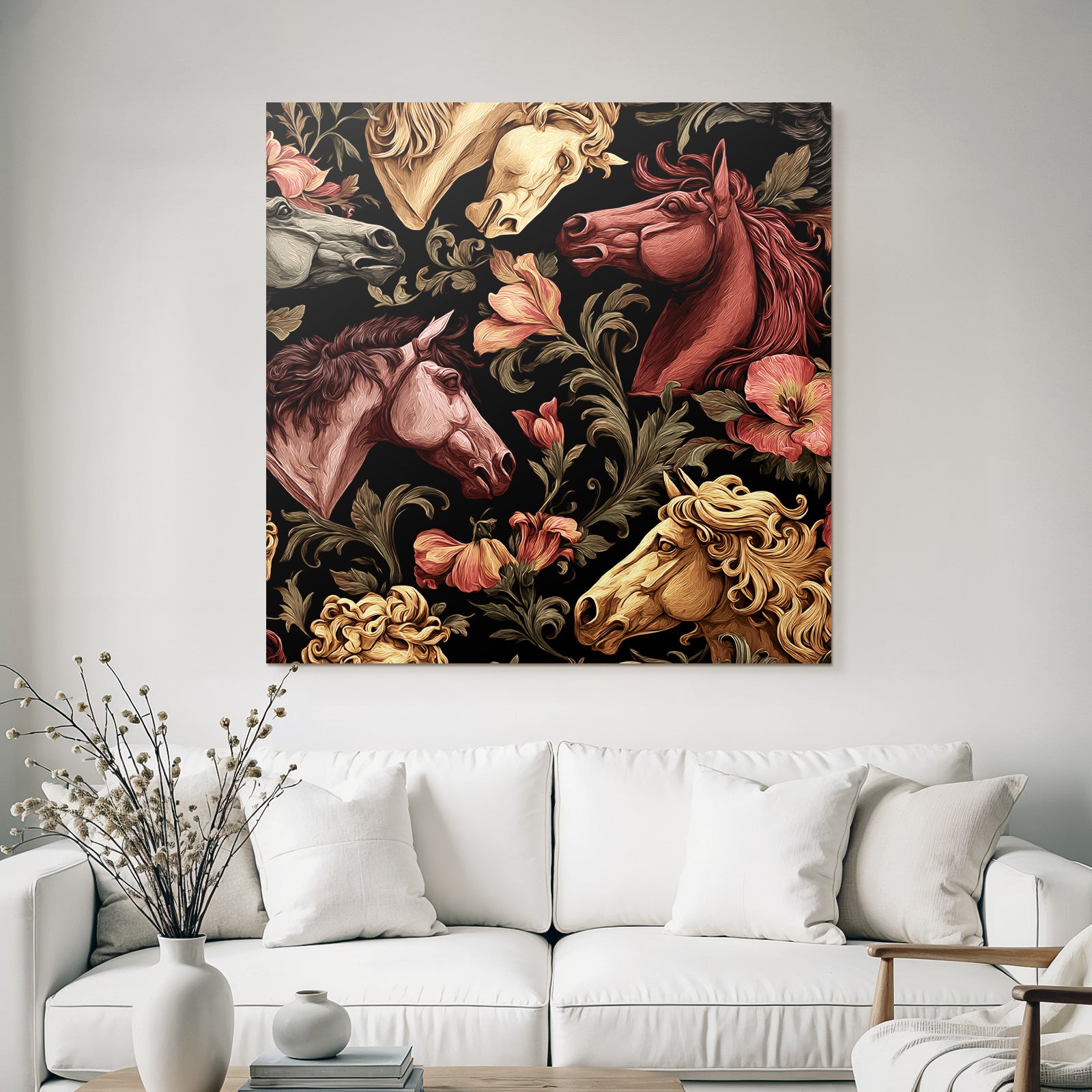 Horse Head Floral Pattern Decorative Design