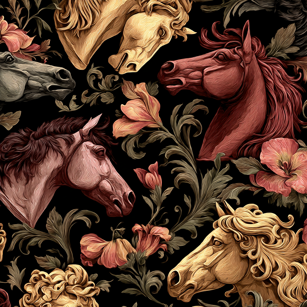 Pferdekopf Florale Muster Dekoratives Design | Klassisch | Einrichtungsstile