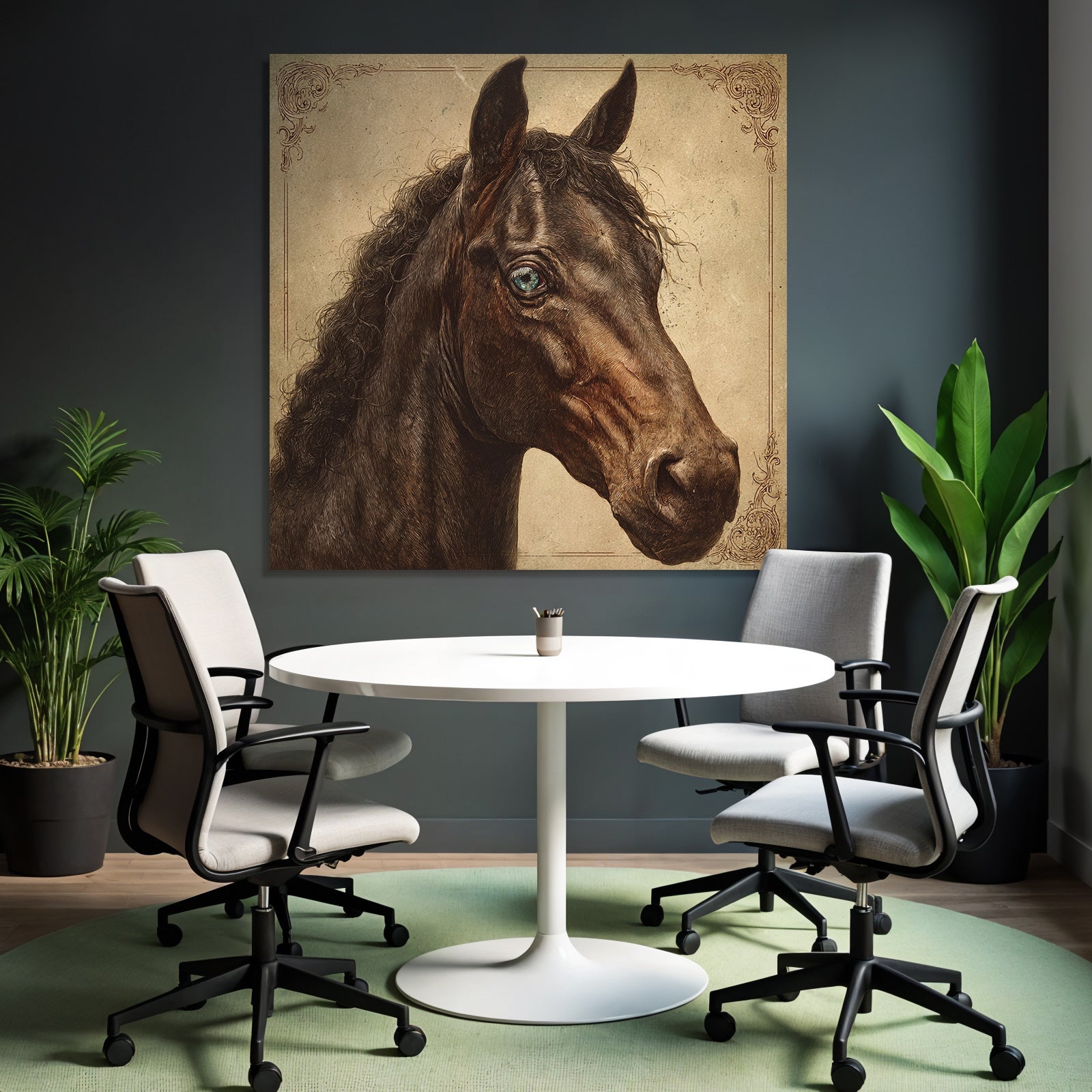 Pferdekopf Kunstwerk Mit Vintage Hintergrund