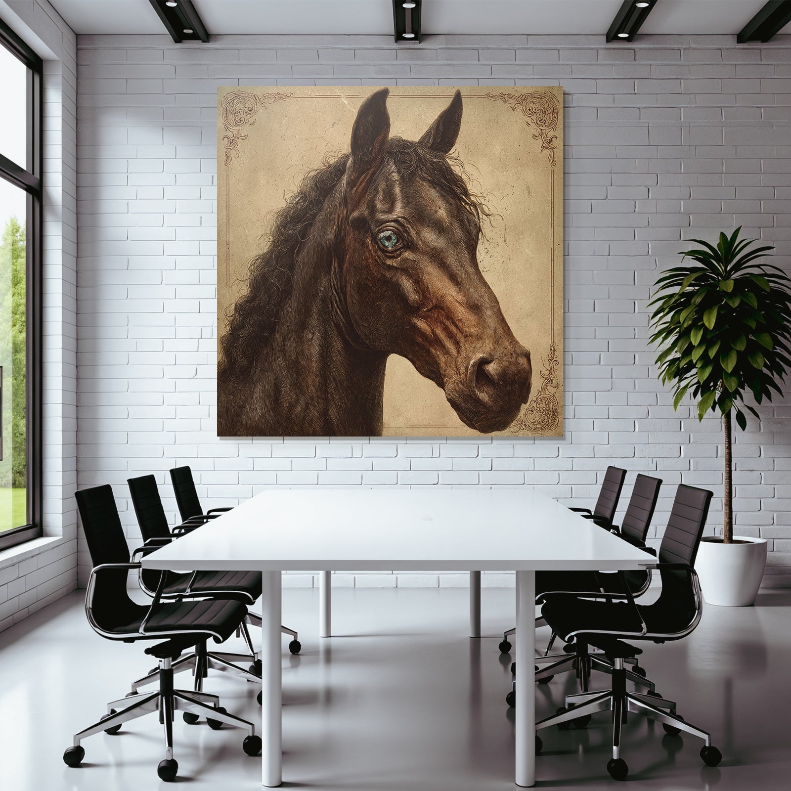 Pferdekopf Kunstwerk Mit Vintage Hintergrund