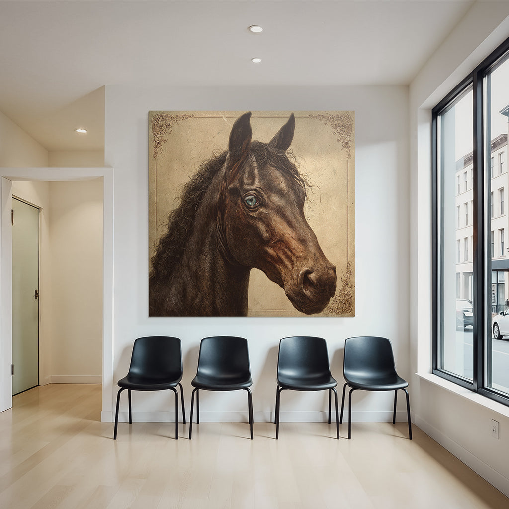 Pferdekopf Kunstwerk Mit Vintage Hintergrund