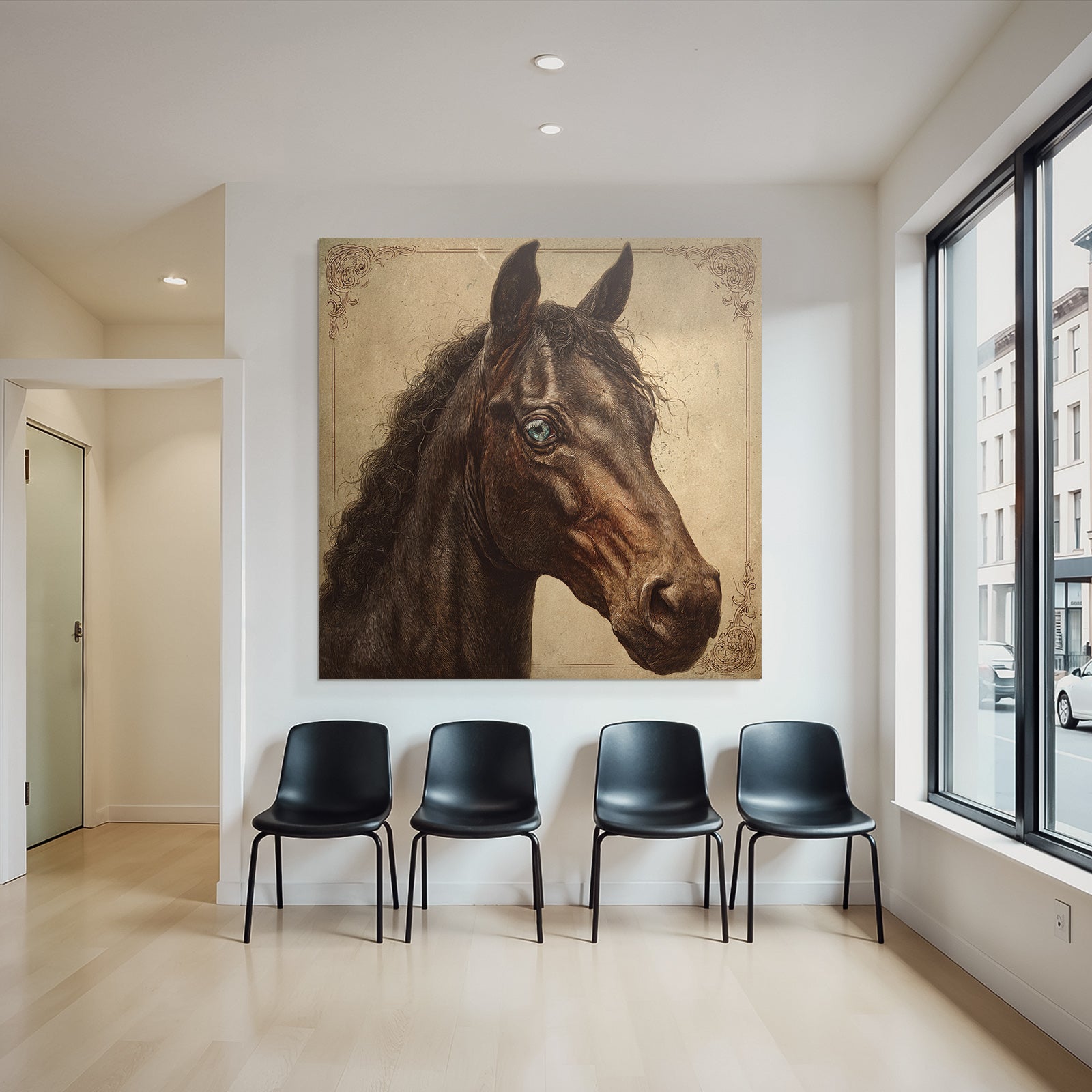 Pferdekopf Kunstwerk Mit Vintage Hintergrund
