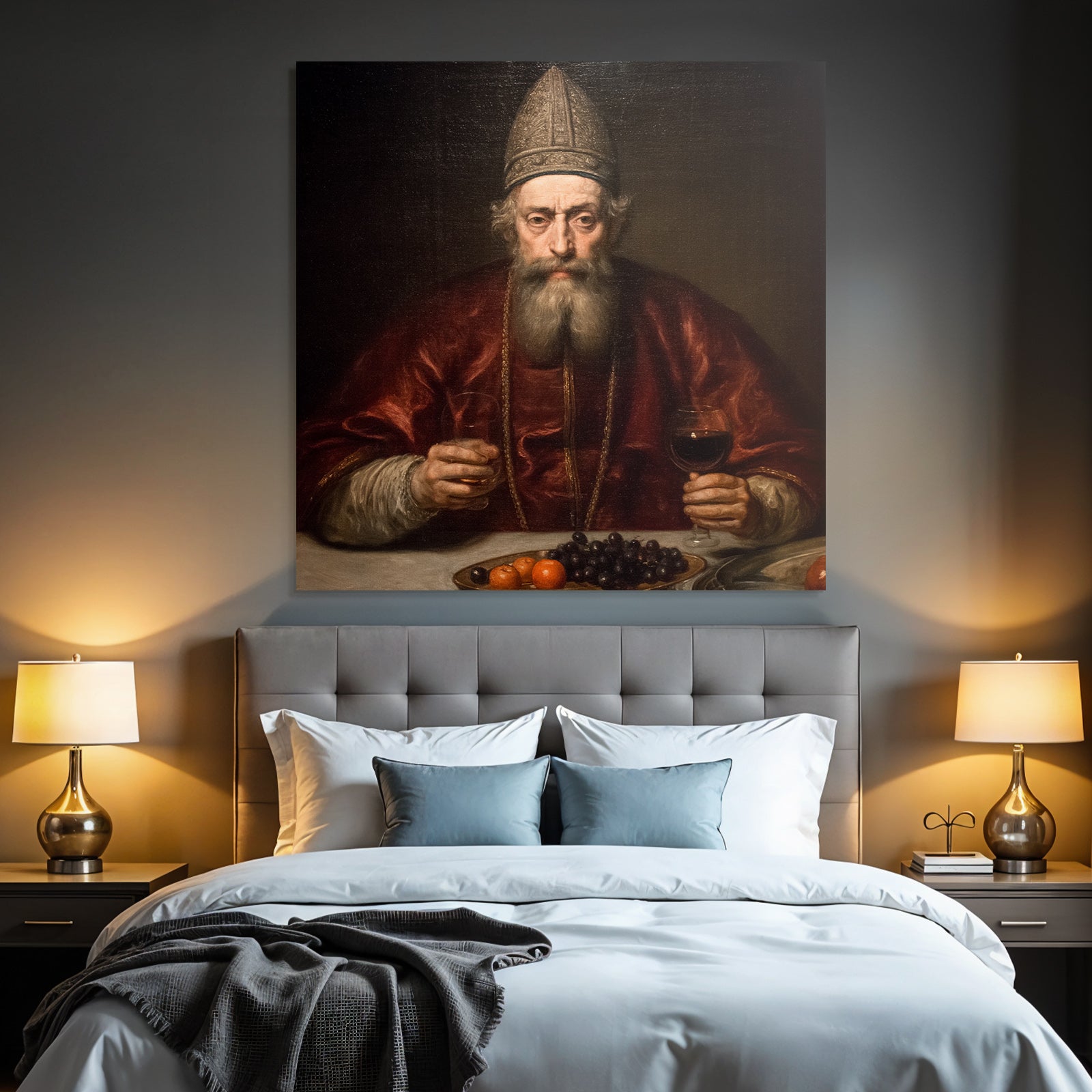 Portraet Eines Mannes Mit Glas Fruechte Und Orangen