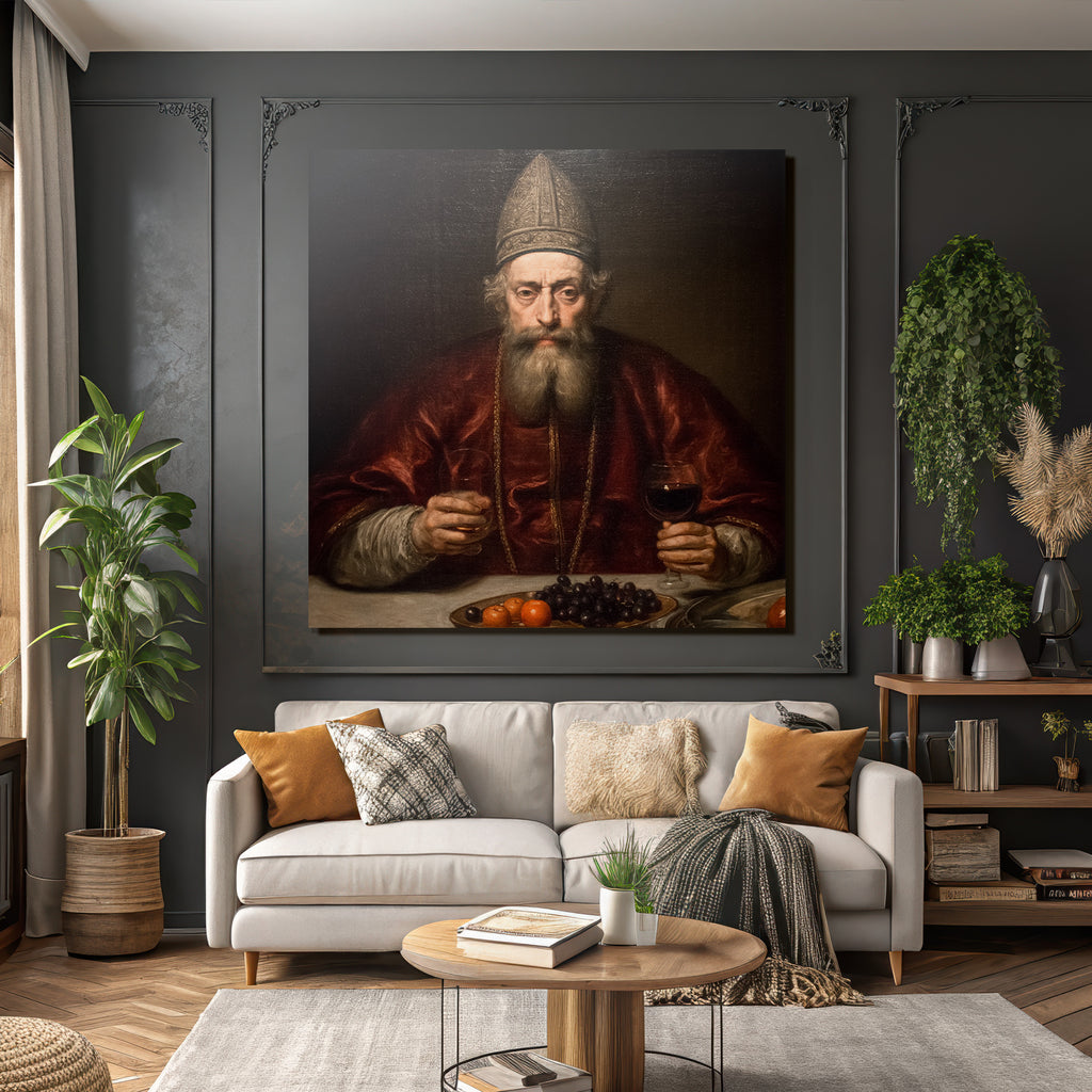 Portraet Eines Mannes Mit Glas Fruechte Und Orangen