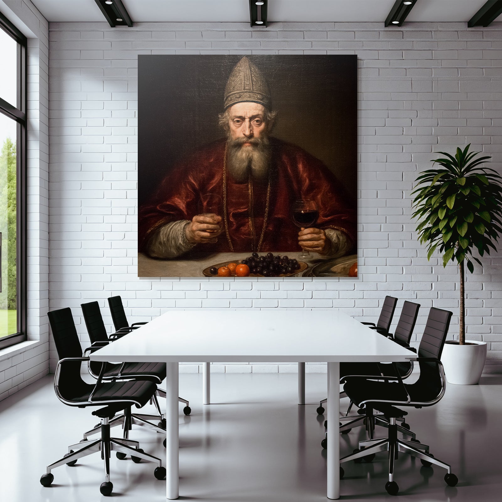 Portraet Eines Mannes Mit Glas Fruechte Und Orangen