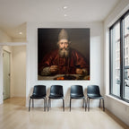 Portraet Eines Mannes Mit Glas Fruechte Und Orangen