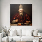 Portraet Eines Mannes Mit Glas Fruechte Und Orangen