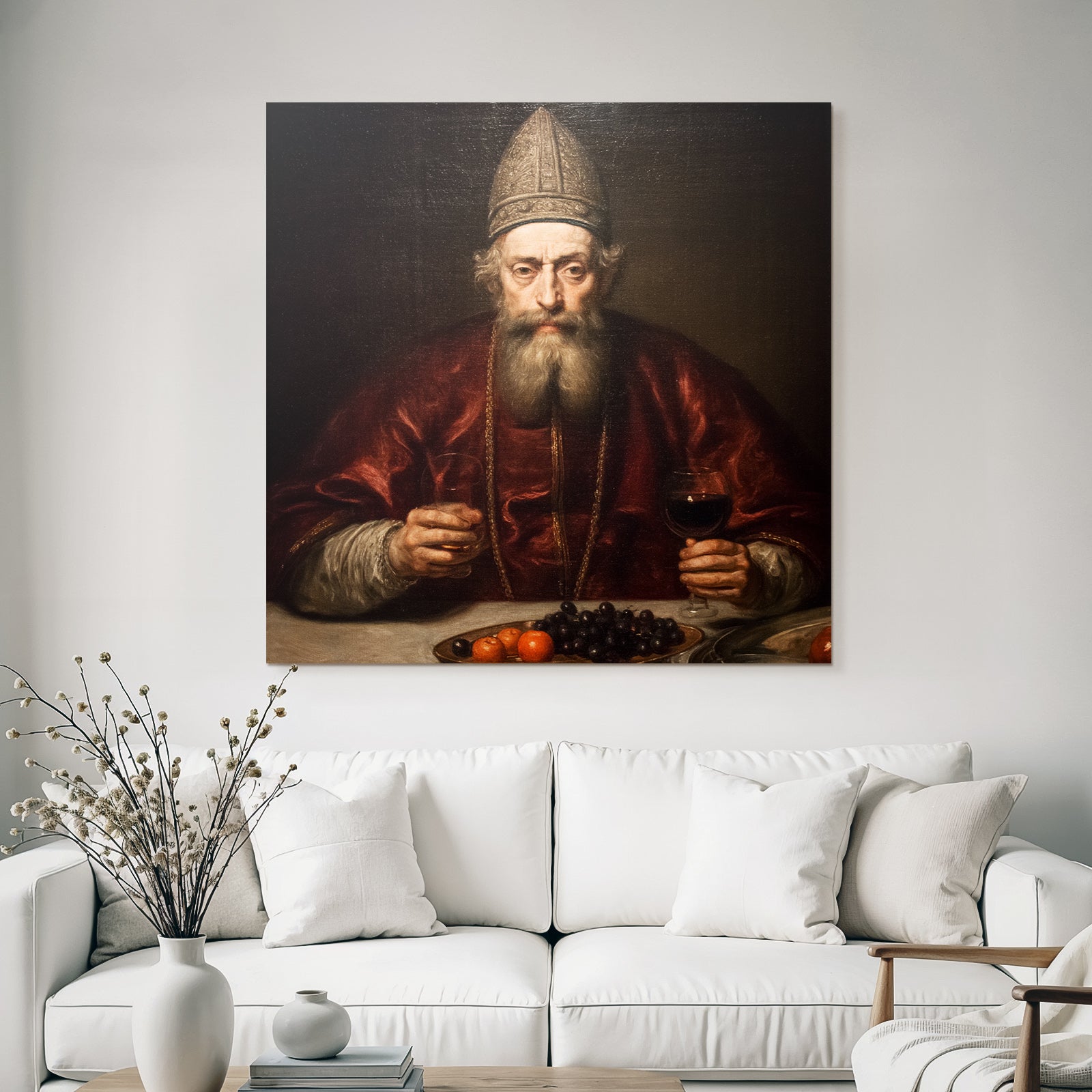 Portraet Eines Mannes Mit Glas Fruechte Und Orangen