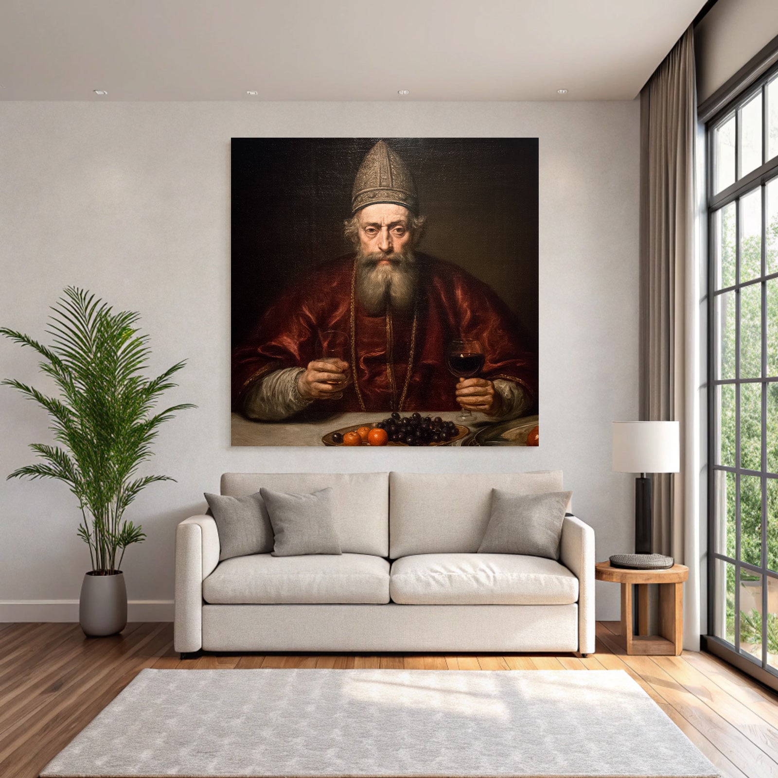 Portraet Eines Mannes Mit Glas Fruechte Und Orangen