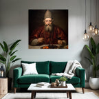 Portraet Eines Mannes Mit Glas Fruechte Und Orangen