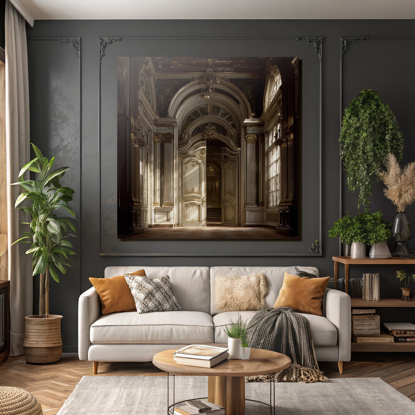 Prunkvoller Innenraum Mit Ornamentaler Architektur